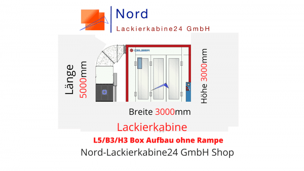 Lackierkabine L5/B3/H3 Box Aufbau ohne Rampe Baugröße Nord Lackierkabine24 GmbH Shop  Lackierkabine Kaufen L5/B3/H3