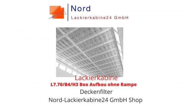 Lackierkabine L7.70/B4/H3 Box Aufbau ohne Rampe  Deckenfilter Nord Lackierkabine24 GmbH Shop  Lackierkabine Kaufen L7.70/B4/H3