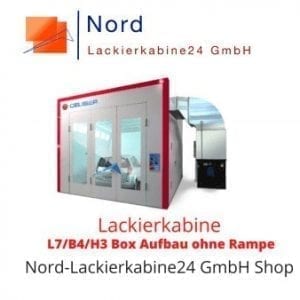 Lackierkabine L7/B4/H3 Box Aufbau ohne Rampe  Nord Lackierkabine24 GmbH Shop  Lackierkabine Kaufen L7/B4/H3
