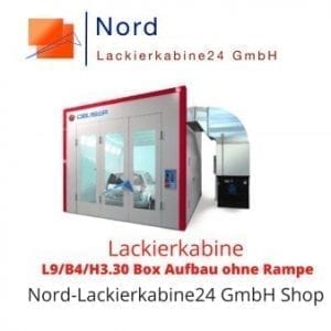 Lackierkabine L9/B4/H3.30 Box Aufbau ohne Rampe  Nord Lackierkabine24 GmbH Shop  Lackierkabine Kaufen L9/B4/H3.30