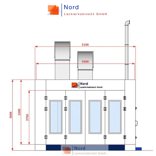 Lackierkabine kleinteile NL 5x5 m Trubo-Lüfter Boden Absaugung