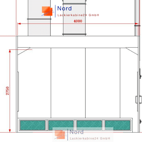 Lackierkabine kleinteile NL 4×4 m Seiten Absaugung Trubo-Lüfter