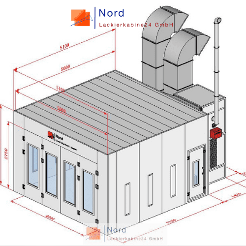 Lackierkabine kleinteile NL 5x5 m Seiten Absaugung Trubo-Lüfter