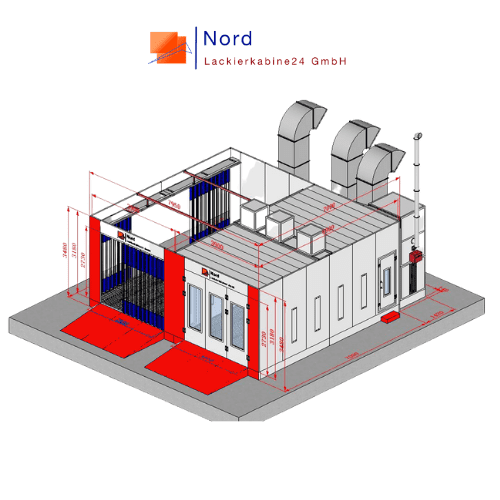 Angebot NL9200-7 Meter Rampe-PS-A3 Lackierkabine+Vorbereitungsplatz Schlüsselfertige Lackierkabine+Qualitativ