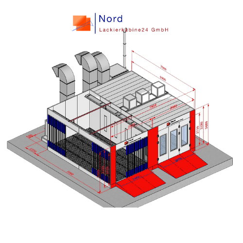 Angebot NL9200-7 Meter Rampe-PS-A3 Lackierkabine+Vorbereitungsplatz Schlüsselfertige Lackierkabine+Qualitativ